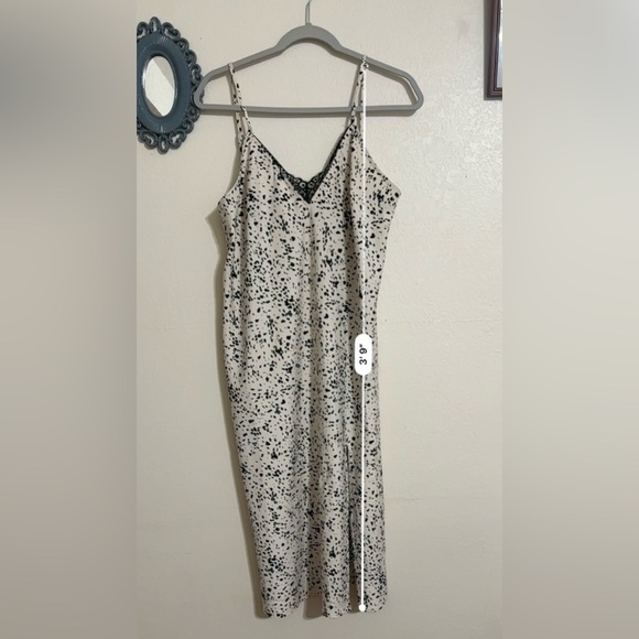 A New Day Black and Cream Spotted Midi Dress with a slit - Picture 4 of 9